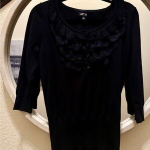 Apt. 9 Black Ruffled Knit Sweater